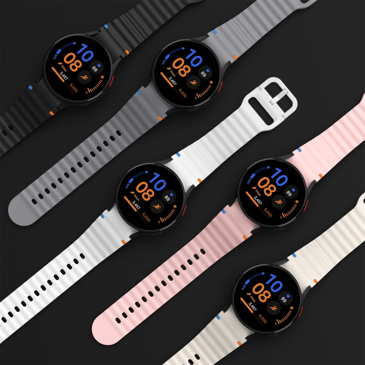 Bracelet de montre en silicone cousu motif vague, pour Samsung Galaxy Watch 7 40 / 44mm, pour Samsung Galaxy Watch 6 Classic, pour Samsung Galaxy Watch 6 40 / 44mm, pour Samsung Galaxy Watch 5 40 / 44mm