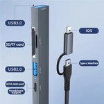 Hub convertisseur d'extension ADS-805 8 broches + Type-C vers USB-C + USB 2.0 / 3.0 + lecteur de carte SD / TF, ADS-805