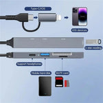 Hub convertisseur d'extension ADS-805 8 broches + Type-C vers USB-C + USB 2.0 / 3.0 + lecteur de carte SD / TF, ADS-805