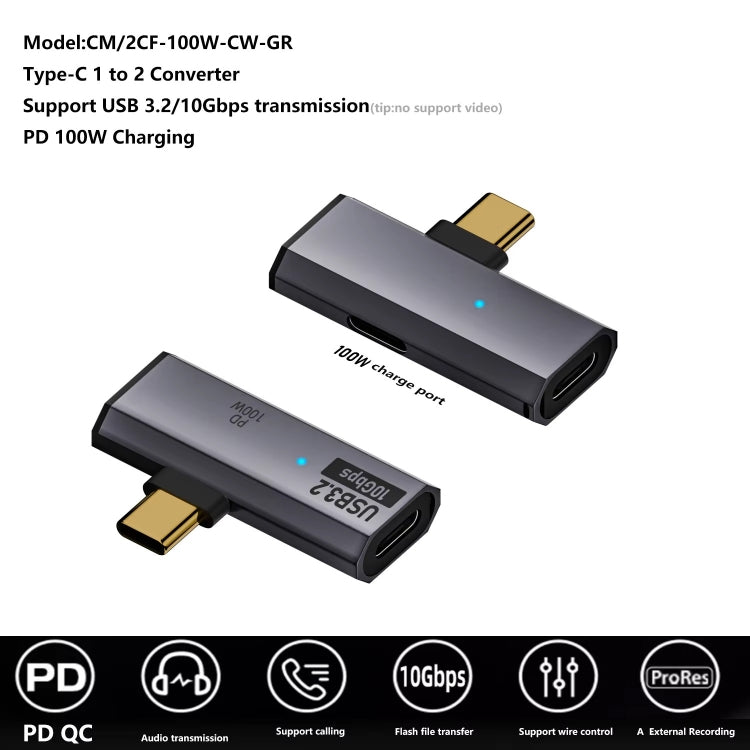 Adaptateur convertisseur OTG USB-C / Type-C mâle vers double USB3.2/10Gbps Type-C femelle, Adaptateur de charge PD100W, double Type-C