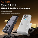 Adaptateur convertisseur OTG USB-C / Type-C mâle vers double USB3.2/10Gbps Type-C femelle, Adaptateur de charge PD100W, double Type-C