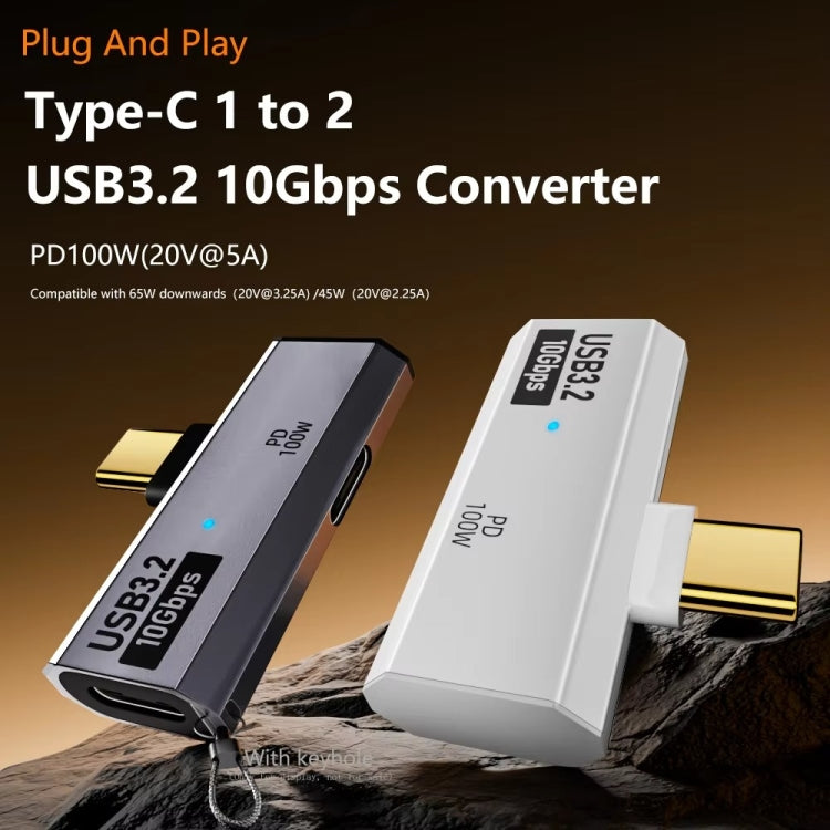 Adaptateur convertisseur OTG USB-C / Type-C mâle vers double USB3.2/10Gbps Type-C femelle, Adaptateur de charge PD100W, double Type-C