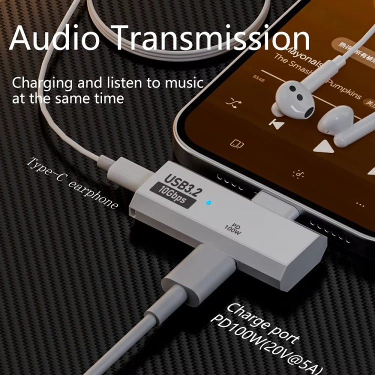 Adaptateur convertisseur OTG USB-C / Type-C mâle vers double USB3.2/10Gbps Type-C femelle, Adaptateur de charge PD100W, double Type-C