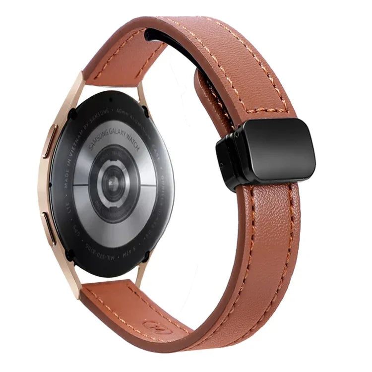 Bracelet de Montre en Cuir Microfibre Slim à Boucle Magnétique 20mm, Pour Samsung Galaxy Watch 4 40 / 44mm, Pour Samsung Galaxy Watch 4 Classic 42 / 46mm