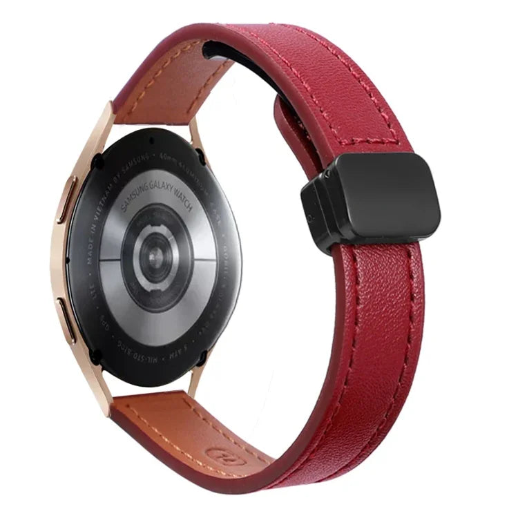 Bracelet de Montre en Cuir Microfibre Slim à Boucle Magnétique 20mm, Pour Samsung Galaxy Watch 4 40 / 44mm, Pour Samsung Galaxy Watch 4 Classic 42 / 46mm