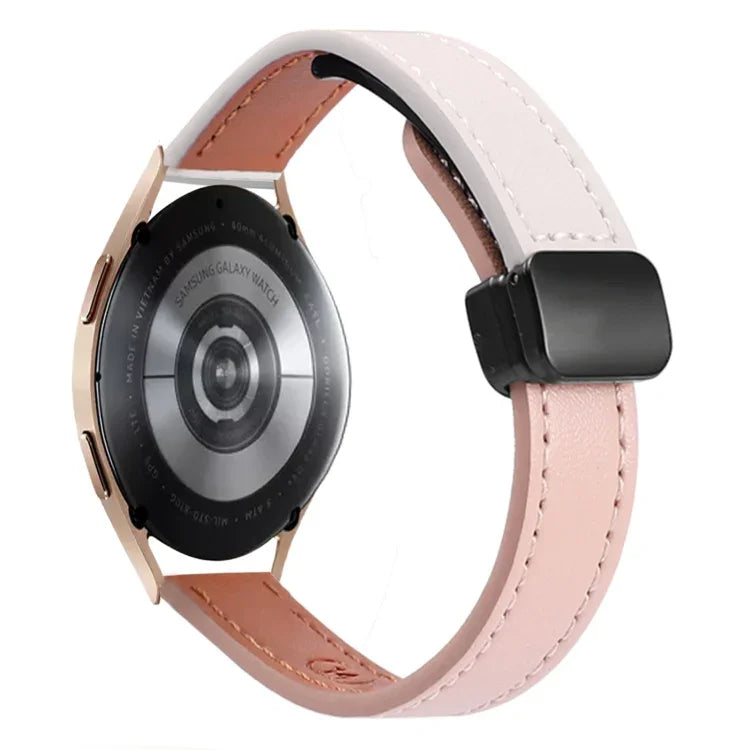 Bracelet de Montre en Cuir Microfibre Slim à Boucle Magnétique 20mm, Pour Samsung Galaxy Watch 4 40 / 44mm, Pour Samsung Galaxy Watch 4 Classic 42 / 46mm