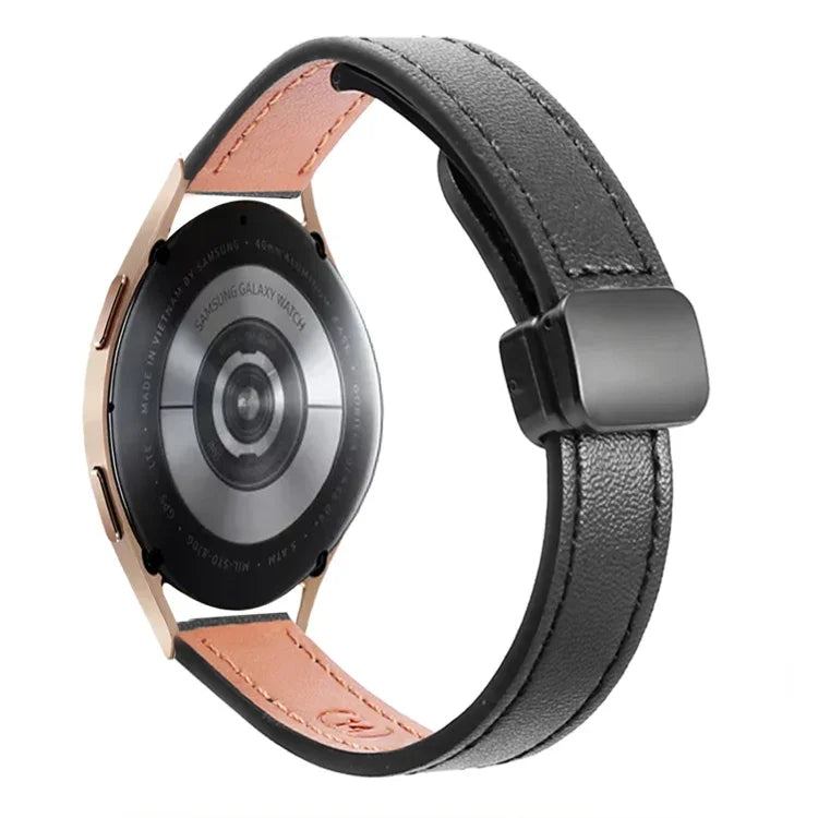 Bracelet de Montre en Cuir Microfibre Slim à Boucle Magnétique 20mm, Pour Samsung Galaxy Watch 4 40 / 44mm, Pour Samsung Galaxy Watch 4 Classic 42 / 46mm