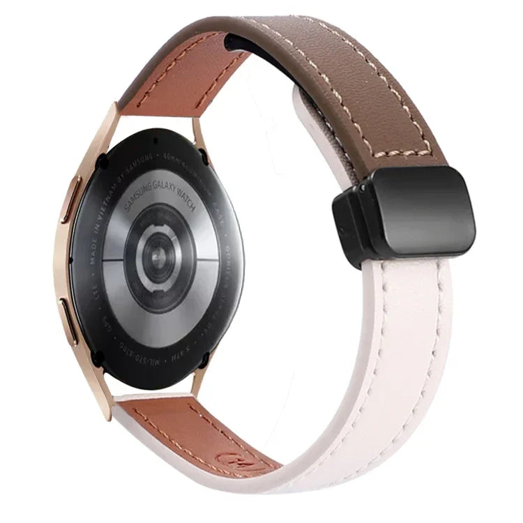 Bracelet de Montre en Cuir Microfibre Slim à Boucle Magnétique 20mm, Pour Samsung Galaxy Watch 4 40 / 44mm, Pour Samsung Galaxy Watch 4 Classic 42 / 46mm