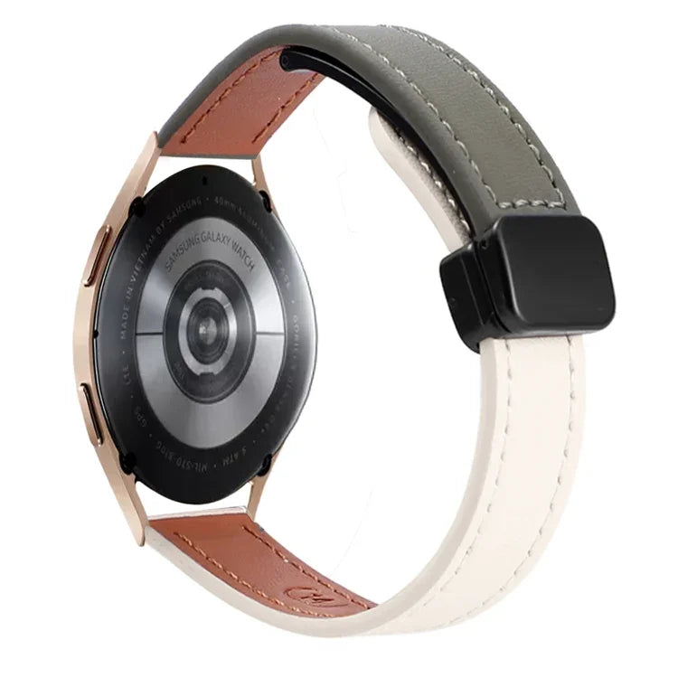 Bracelet de Montre en Cuir Microfibre Slim à Boucle Magnétique 20mm, Pour Samsung Galaxy Watch 4 40 / 44mm, Pour Samsung Galaxy Watch 4 Classic 42 / 46mm