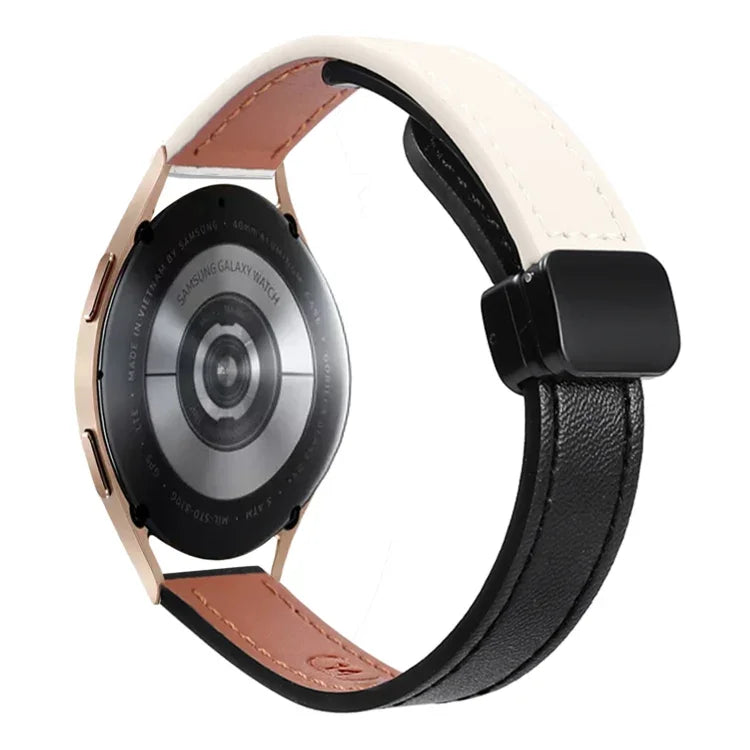 Bracelet de Montre en Cuir Microfibre Slim à Boucle Magnétique 20mm, Pour Samsung Galaxy Watch 4 40 / 44mm, Pour Samsung Galaxy Watch 4 Classic 42 / 46mm