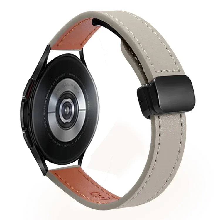 Bracelet de Montre en Cuir Microfibre Slim à Boucle Magnétique 20mm, Pour Samsung Galaxy Watch 4 40 / 44mm, Pour Samsung Galaxy Watch 4 Classic 42 / 46mm