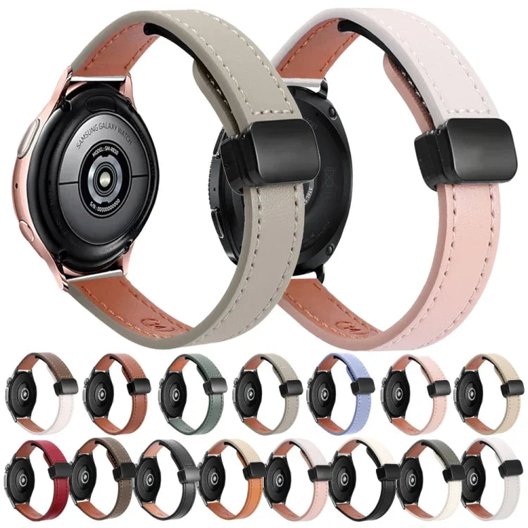 Bracelet de Montre en Cuir Microfibre Slim à Boucle Magnétique 20mm, Pour Samsung Galaxy Watch 4 40 / 44mm, Pour Samsung Galaxy Watch 4 Classic 42 / 46mm