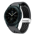 Two Color Magnetic Folding Silver Buckle Silicone Watch Band, For Samsung Galaxy Watch 3 41mm, For Samsung Galaxy Watch Active, For Samsung Galaxy Watch 42mm, For Samsung Gear S2 Classic