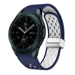 Two Color Magnetic Folding Silver Buckle Silicone Watch Band, For Samsung Galaxy Watch 3 41mm, For Samsung Galaxy Watch Active, For Samsung Galaxy Watch 42mm, For Samsung Gear S2 Classic