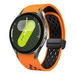 Two Color Magnetic Folding Black Buckle Silicone Watch Band, For Samsung Galaxy Watch 7 40 / 44mm, For Samsung Galaxy Watch 5 40 / 44mm, For Samsung Galaxy Watch 4 40 / 44mm, For Samsung Galaxy Watch 4 Classic 42 / 46mm