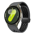 Two Color Magnetic Folding Black Buckle Silicone Watch Band, For Samsung Galaxy Watch 7 40 / 44mm, For Samsung Galaxy Watch 5 40 / 44mm, For Samsung Galaxy Watch 4 40 / 44mm, For Samsung Galaxy Watch 4 Classic 42 / 46mm
