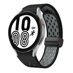 Two Color Magnetic Folding Black Buckle Silicone Watch Band, For Samsung Galaxy Watch 7 40 / 44mm, For Samsung Galaxy Watch 5 40 / 44mm, For Samsung Galaxy Watch 4 40 / 44mm, For Samsung Galaxy Watch 4 Classic 42 / 46mm