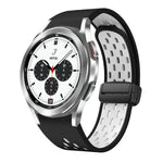 Two Color Magnetic Folding Black Buckle Silicone Watch Band, For Samsung Galaxy Watch 7 40 / 44mm, For Samsung Galaxy Watch 5 40 / 44mm, For Samsung Galaxy Watch 4 40 / 44mm, For Samsung Galaxy Watch 4 Classic 42 / 46mm