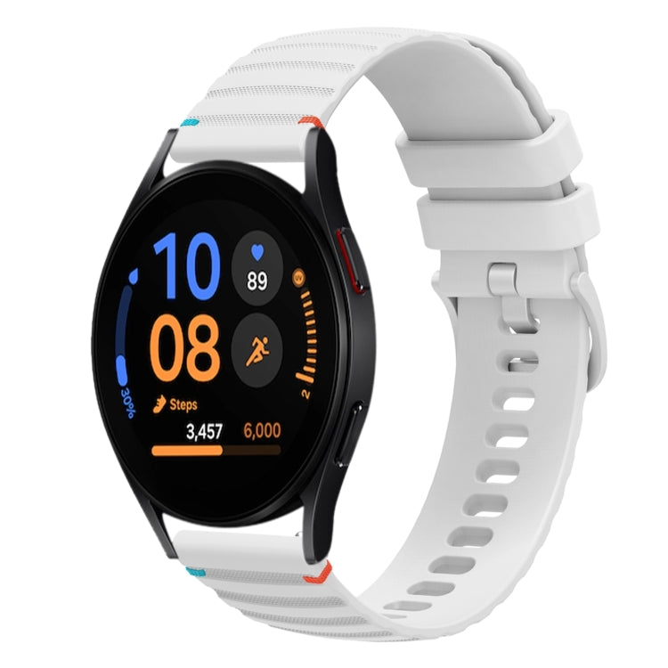 Bracelet de montre en silicone ondulé à points cousus 20mm, pour Samsung Galaxy Watch FE 40mm, pour Samsung Galaxy Watch 7 40 / 44mm, pour Samsung Galaxy Watch 6 Classic 43 / 47mm, pour Samsung Galaxy Watch 6 40 / 44mm