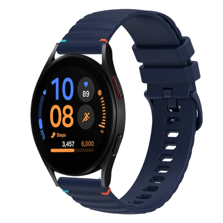 Bracelet de montre en silicone ondulé à points cousus 20mm, pour Samsung Galaxy Watch FE 40mm, pour Samsung Galaxy Watch 7 40 / 44mm, pour Samsung Galaxy Watch 6 Classic 43 / 47mm, pour Samsung Galaxy Watch 6 40 / 44mm