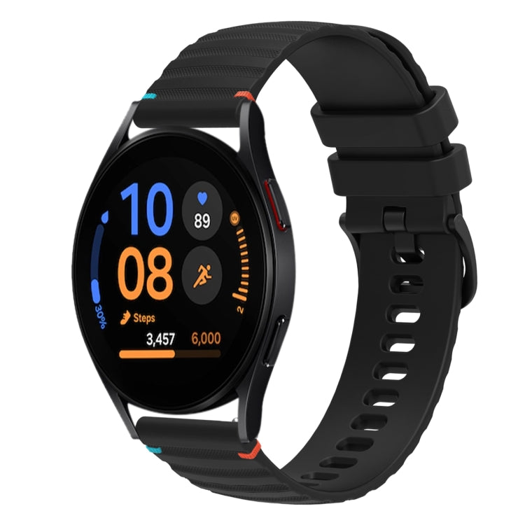 Bracelet de montre en silicone ondulé à points cousus 20mm, pour Samsung Galaxy Watch FE 40mm, pour Samsung Galaxy Watch 7 40 / 44mm, pour Samsung Galaxy Watch 6 Classic 43 / 47mm, pour Samsung Galaxy Watch 6 40 / 44mm