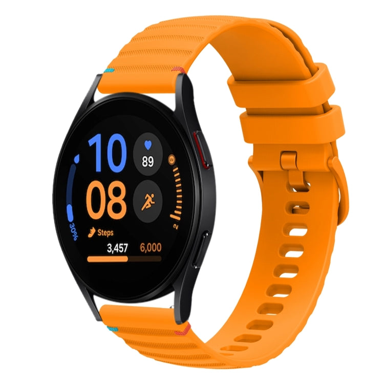 Bracelet de montre en silicone ondulé à points cousus 20mm, pour Samsung Galaxy Watch FE 40mm, pour Samsung Galaxy Watch 7 40 / 44mm, pour Samsung Galaxy Watch 6 Classic 43 / 47mm, pour Samsung Galaxy Watch 6 40 / 44mm