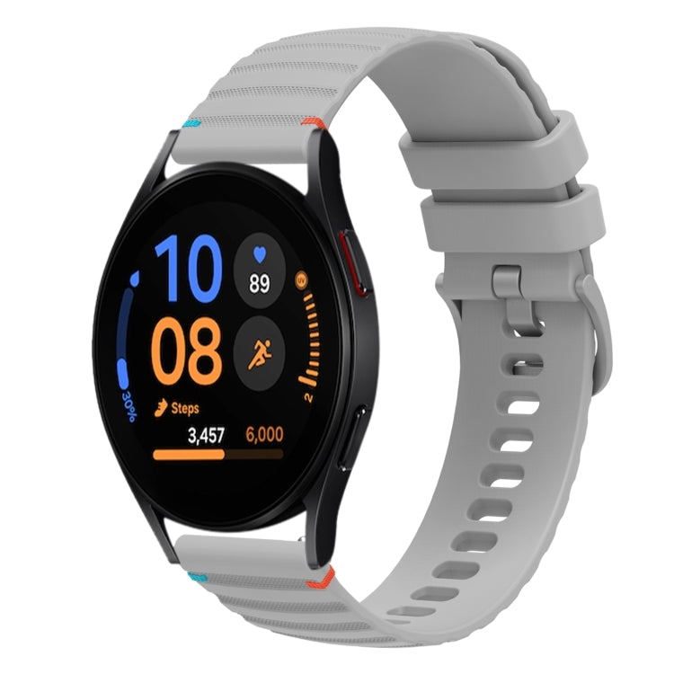 Bracelet de montre en silicone ondulé à points cousus 20mm, pour Samsung Galaxy Watch FE 40mm, pour Samsung Galaxy Watch 7 40 / 44mm, pour Samsung Galaxy Watch 6 Classic 43 / 47mm, pour Samsung Galaxy Watch 6 40 / 44mm