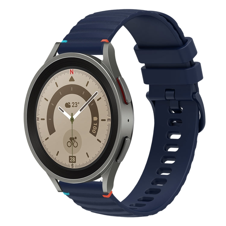 Bracelet de montre en silicone 20mm ondulé à points cousus, pour Samsung Galaxy Watch 5 40 / 44mm, pour Samsung Galaxy Watch 5 Pro 45mm, pour Samsung Galaxy Watch 4 40 / 44mm, pour Samsung Galaxy Watch 4 Classic 42 / 46mm