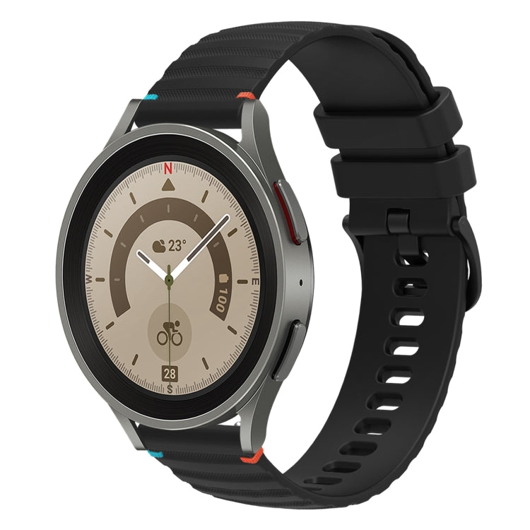 Bracelet de montre en silicone 20mm ondulé à points cousus, pour Samsung Galaxy Watch 5 40 / 44mm, pour Samsung Galaxy Watch 5 Pro 45mm, pour Samsung Galaxy Watch 4 40 / 44mm, pour Samsung Galaxy Watch 4 Classic 42 / 46mm