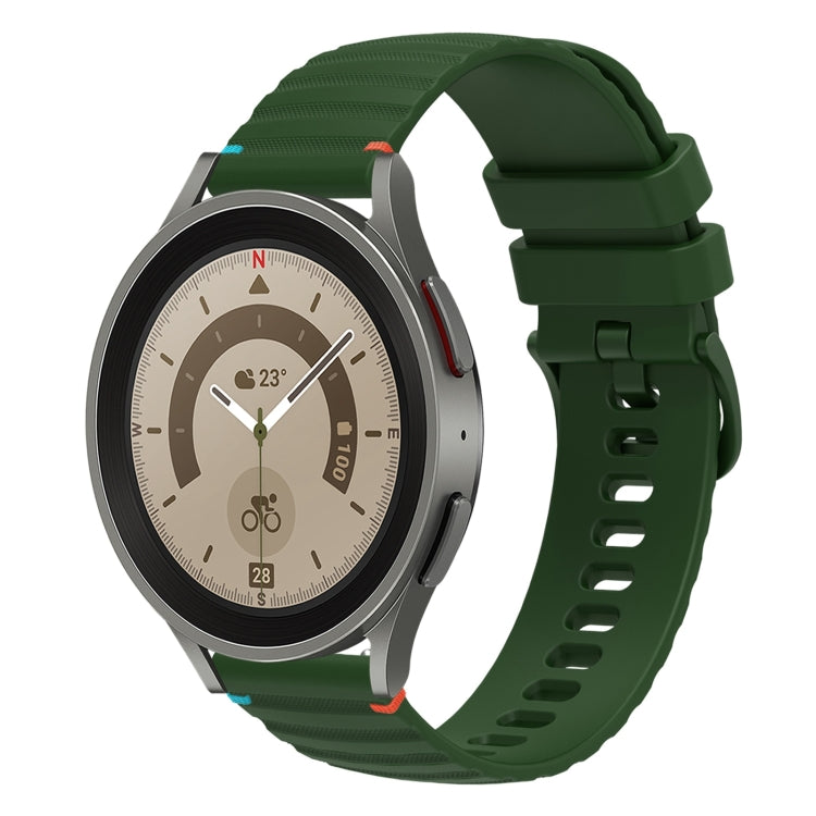 Bracelet de montre en silicone 20mm ondulé à points cousus, pour Samsung Galaxy Watch 5 40 / 44mm, pour Samsung Galaxy Watch 5 Pro 45mm, pour Samsung Galaxy Watch 4 40 / 44mm, pour Samsung Galaxy Watch 4 Classic 42 / 46mm