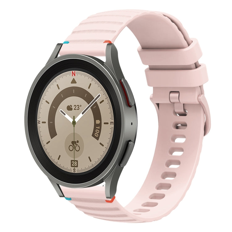 Bracelet de montre en silicone 20mm ondulé à points cousus, pour Samsung Galaxy Watch 5 40 / 44mm, pour Samsung Galaxy Watch 5 Pro 45mm, pour Samsung Galaxy Watch 4 40 / 44mm, pour Samsung Galaxy Watch 4 Classic 42 / 46mm