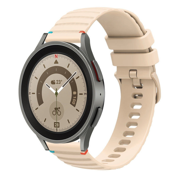 Bracelet de montre en silicone 20mm ondulé à points cousus, pour Samsung Galaxy Watch 5 40 / 44mm, pour Samsung Galaxy Watch 5 Pro 45mm, pour Samsung Galaxy Watch 4 40 / 44mm, pour Samsung Galaxy Watch 4 Classic 42 / 46mm