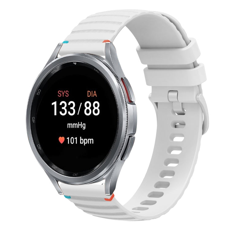 Bracelet de montre en silicone ondulé à points cousus 20mm, pour Samsung Galaxy Watch FE 40mm, pour Samsung Galaxy Watch 7 40 / 44mm, pour Samsung Galaxy Watch 6 Classic 43 / 47mm, pour Samsung Galaxy Watch 6 40 / 44mm