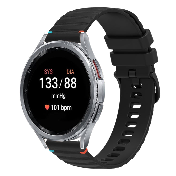 Bracelet de montre en silicone ondulé à points cousus 20mm, pour Samsung Galaxy Watch FE 40mm, pour Samsung Galaxy Watch 7 40 / 44mm, pour Samsung Galaxy Watch 6 Classic 43 / 47mm, pour Samsung Galaxy Watch 6 40 / 44mm