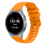 Bracelet de montre en silicone ondulé à points cousus 20mm, pour Samsung Galaxy Watch FE 40mm, pour Samsung Galaxy Watch 7 40 / 44mm, pour Samsung Galaxy Watch 6 Classic 43 / 47mm, pour Samsung Galaxy Watch 6 40 / 44mm