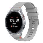 Bracelet de montre en silicone ondulé à points cousus 20mm, pour Samsung Galaxy Watch FE 40mm, pour Samsung Galaxy Watch 7 40 / 44mm, pour Samsung Galaxy Watch 6 Classic 43 / 47mm, pour Samsung Galaxy Watch 6 40 / 44mm