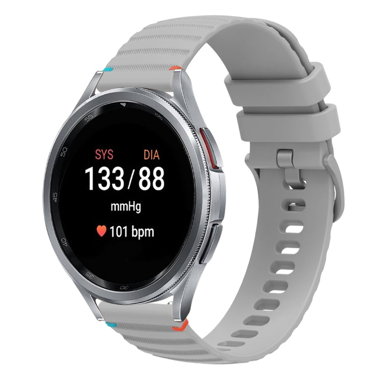 Bracelet de montre en silicone ondulé à points cousus 20mm, pour Samsung Galaxy Watch FE 40mm, pour Samsung Galaxy Watch 7 40 / 44mm, pour Samsung Galaxy Watch 6 Classic 43 / 47mm, pour Samsung Galaxy Watch 6 40 / 44mm