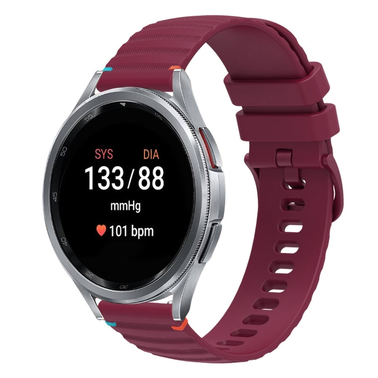 Bracelet de montre en silicone ondulé à points cousus 20mm, pour Samsung Galaxy Watch FE 40mm, pour Samsung Galaxy Watch 7 40 / 44mm, pour Samsung Galaxy Watch 6 Classic 43 / 47mm, pour Samsung Galaxy Watch 6 40 / 44mm