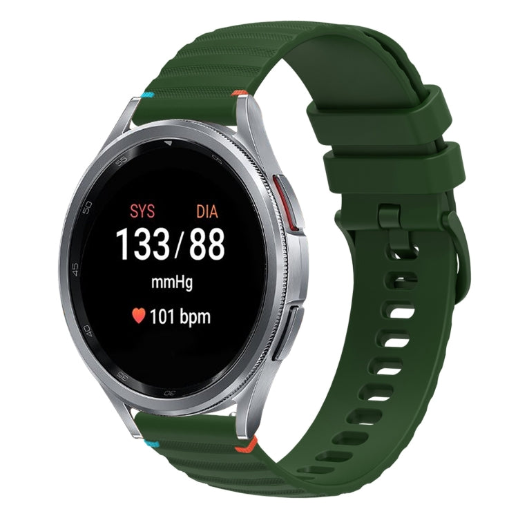 Bracelet de montre en silicone ondulé à points cousus 20mm, pour Samsung Galaxy Watch FE 40mm, pour Samsung Galaxy Watch 7 40 / 44mm, pour Samsung Galaxy Watch 6 Classic 43 / 47mm, pour Samsung Galaxy Watch 6 40 / 44mm