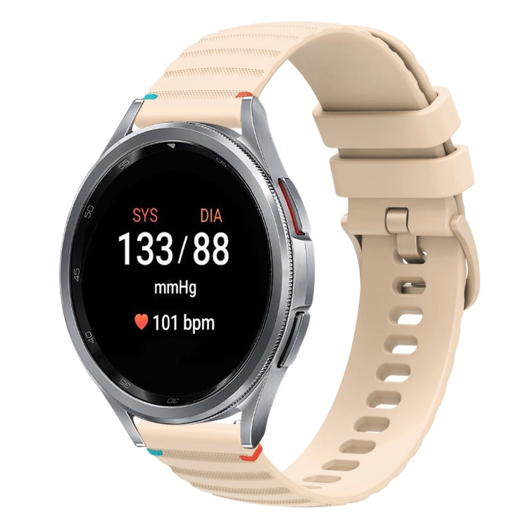 Bracelet de montre en silicone ondulé à points cousus 20mm, pour Samsung Galaxy Watch FE 40mm, pour Samsung Galaxy Watch 7 40 / 44mm, pour Samsung Galaxy Watch 6 Classic 43 / 47mm, pour Samsung Galaxy Watch 6 40 / 44mm