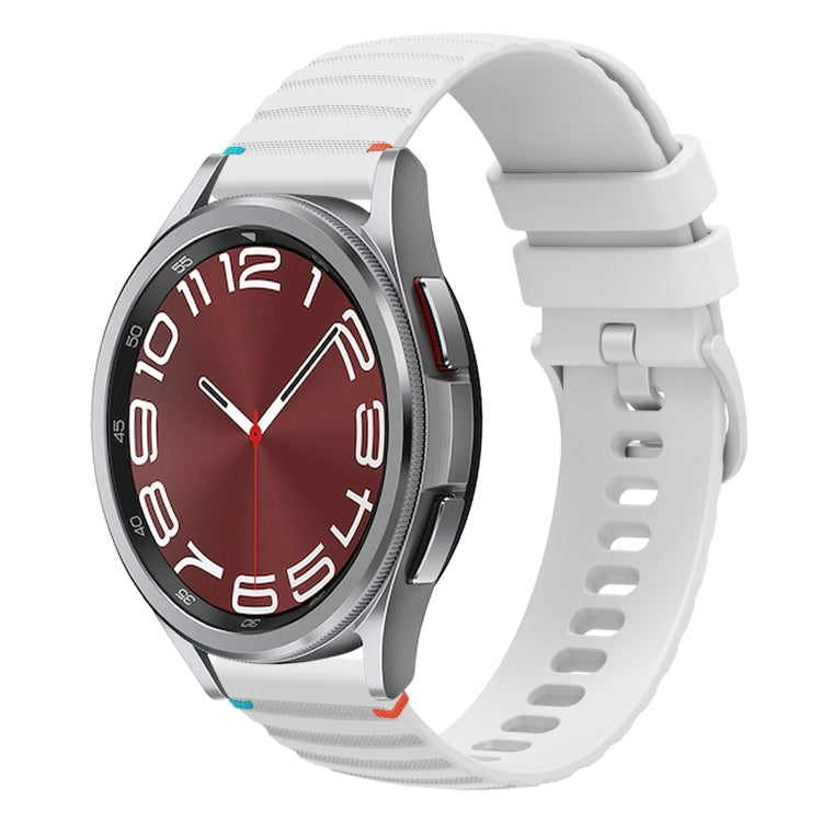 Bracelet de montre en silicone ondulé à points cousus 20mm, pour Samsung Galaxy Watch FE 40mm, pour Samsung Galaxy Watch 7 40 / 44mm, pour Samsung Galaxy Watch 6 Classic 43 / 47mm, pour Samsung Galaxy Watch 6 40 / 44mm