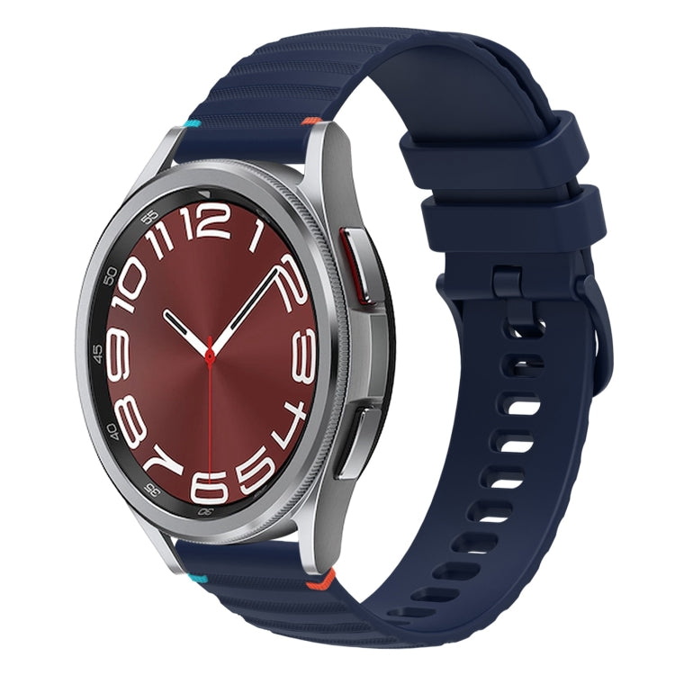 Bracelet de montre en silicone ondulé à points cousus 20mm, pour Samsung Galaxy Watch FE 40mm, pour Samsung Galaxy Watch 7 40 / 44mm, pour Samsung Galaxy Watch 6 Classic 43 / 47mm, pour Samsung Galaxy Watch 6 40 / 44mm