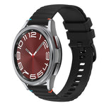 Bracelet de montre en silicone ondulé à points cousus 20mm, pour Samsung Galaxy Watch FE 40mm, pour Samsung Galaxy Watch 7 40 / 44mm, pour Samsung Galaxy Watch 6 Classic 43 / 47mm, pour Samsung Galaxy Watch 6 40 / 44mm