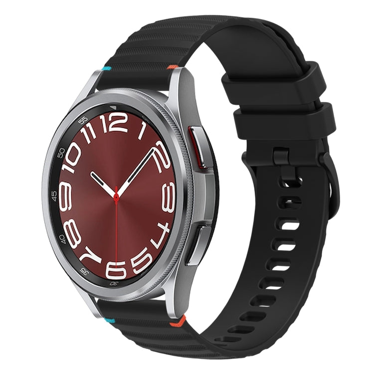 Bracelet de montre en silicone ondulé à points cousus 20mm, pour Samsung Galaxy Watch FE 40mm, pour Samsung Galaxy Watch 7 40 / 44mm, pour Samsung Galaxy Watch 6 Classic 43 / 47mm, pour Samsung Galaxy Watch 6 40 / 44mm