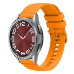 Bracelet de montre en silicone ondulé à points cousus 20mm, pour Samsung Galaxy Watch FE 40mm, pour Samsung Galaxy Watch 7 40 / 44mm, pour Samsung Galaxy Watch 6 Classic 43 / 47mm, pour Samsung Galaxy Watch 6 40 / 44mm