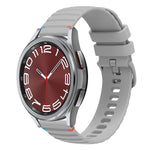 Bracelet de montre en silicone ondulé à points cousus 20mm, pour Samsung Galaxy Watch FE 40mm, pour Samsung Galaxy Watch 7 40 / 44mm, pour Samsung Galaxy Watch 6 Classic 43 / 47mm, pour Samsung Galaxy Watch 6 40 / 44mm