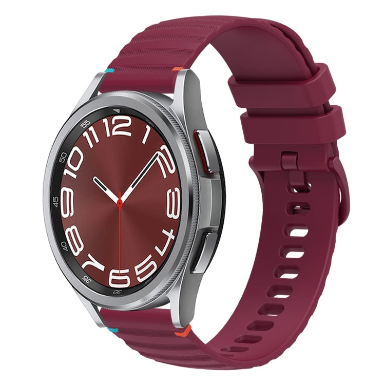 Bracelet de montre en silicone ondulé à points cousus 20mm, pour Samsung Galaxy Watch FE 40mm, pour Samsung Galaxy Watch 7 40 / 44mm, pour Samsung Galaxy Watch 6 Classic 43 / 47mm, pour Samsung Galaxy Watch 6 40 / 44mm