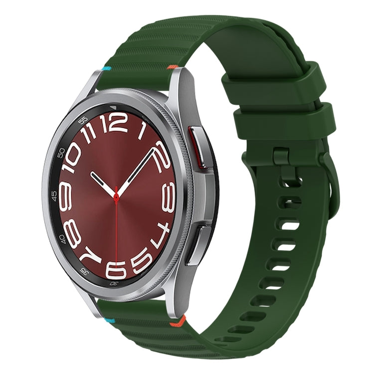 Bracelet de montre en silicone ondulé à points cousus 20mm, pour Samsung Galaxy Watch FE 40mm, pour Samsung Galaxy Watch 7 40 / 44mm, pour Samsung Galaxy Watch 6 Classic 43 / 47mm, pour Samsung Galaxy Watch 6 40 / 44mm
