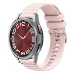 Bracelet de montre en silicone ondulé à points cousus 20mm, pour Samsung Galaxy Watch FE 40mm, pour Samsung Galaxy Watch 7 40 / 44mm, pour Samsung Galaxy Watch 6 Classic 43 / 47mm, pour Samsung Galaxy Watch 6 40 / 44mm