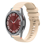 Bracelet de montre en silicone ondulé à points cousus 20mm, pour Samsung Galaxy Watch FE 40mm, pour Samsung Galaxy Watch 7 40 / 44mm, pour Samsung Galaxy Watch 6 Classic 43 / 47mm, pour Samsung Galaxy Watch 6 40 / 44mm